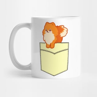 Pomeranian dog cute puppy in pocket t-shirt Mug